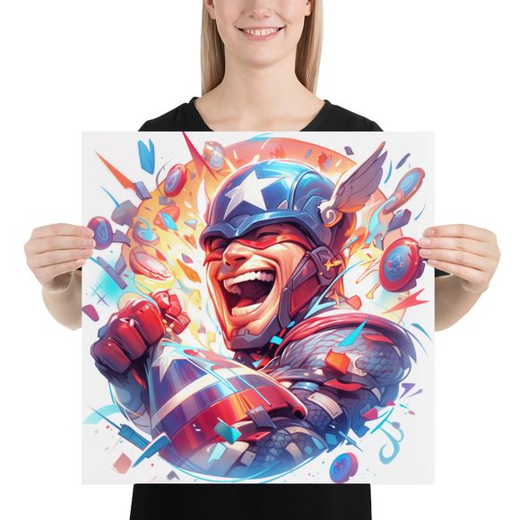 AI Masterpiece: Captain America - The Shield&#x27;s Joyful Defender