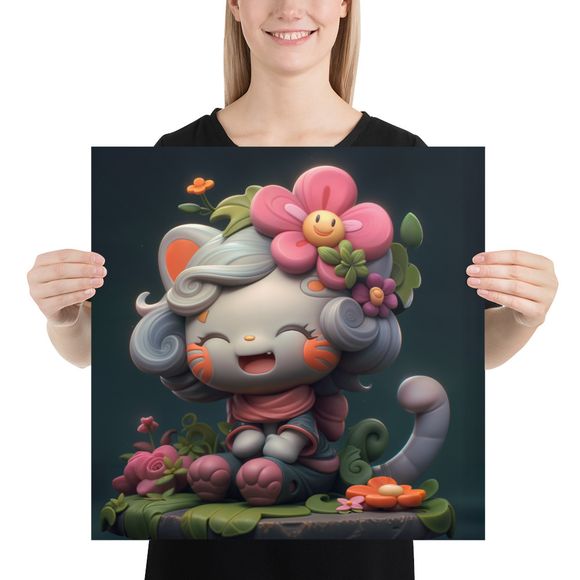AI Art: Whimsical Kitty in a Garden of Blooms
