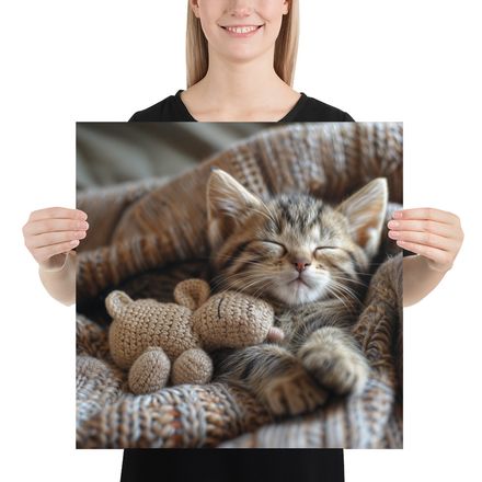 Sweet Dreams Kitten: Snuggled Up - Exclusive AI Art Print