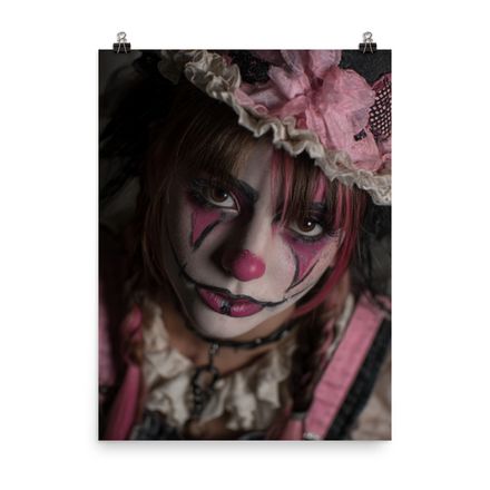Rosy Gaze: A Playful Yet Poignant Clown Portrait