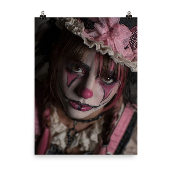 Rosy Gaze: A Playful Yet Poignant Clown Portrait