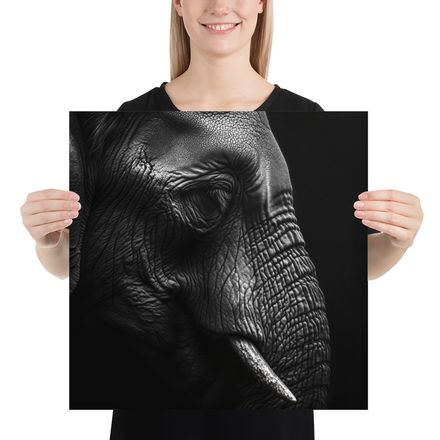 Elephant: Ancient Profile - Exclusive Black &amp; White AI Art