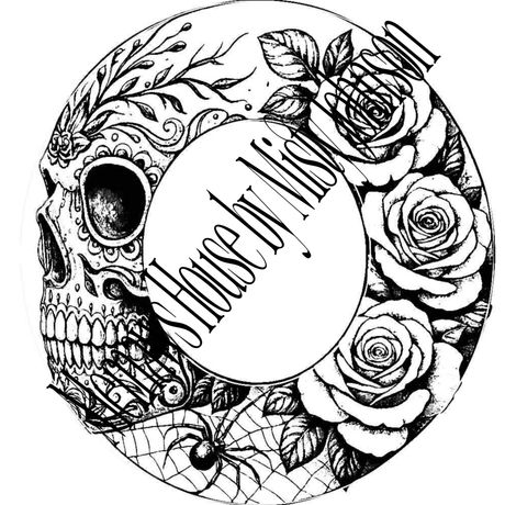 Sugar skull and roses laser burning template 