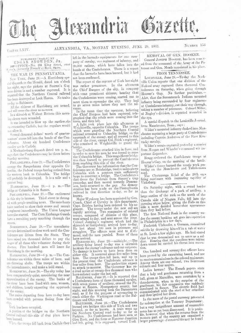Civil War: Battle of Gettysburg Newspaper Coverage in 1863
