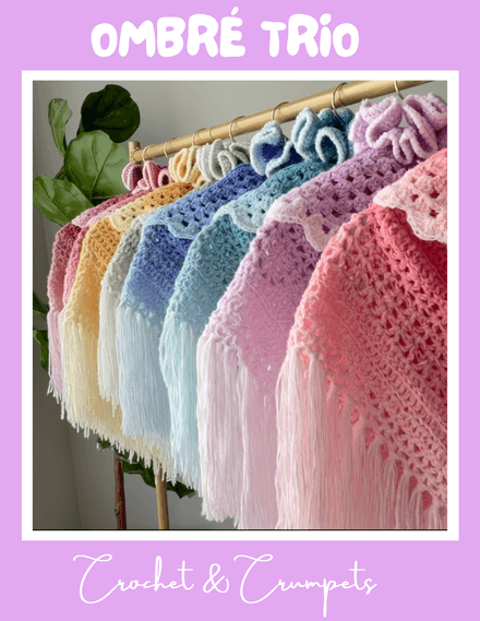 Ombré Trio - Shawl/Bandana/Scrunchie (Lefty &amp; Righty Video Tutorials)