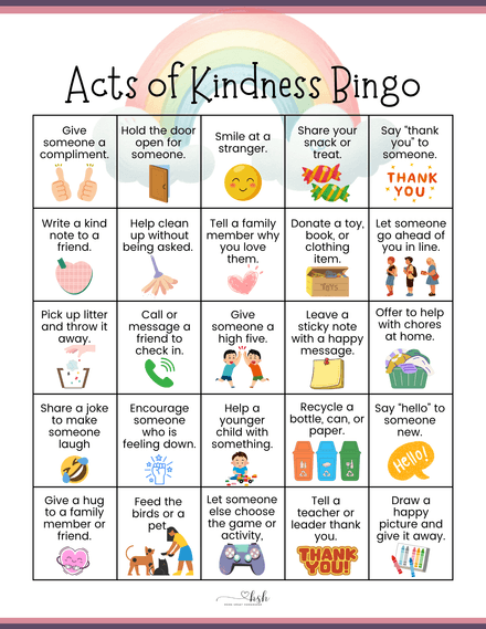 Acts of Kindness Bingo — A Printable Kindness Challenge for Kids