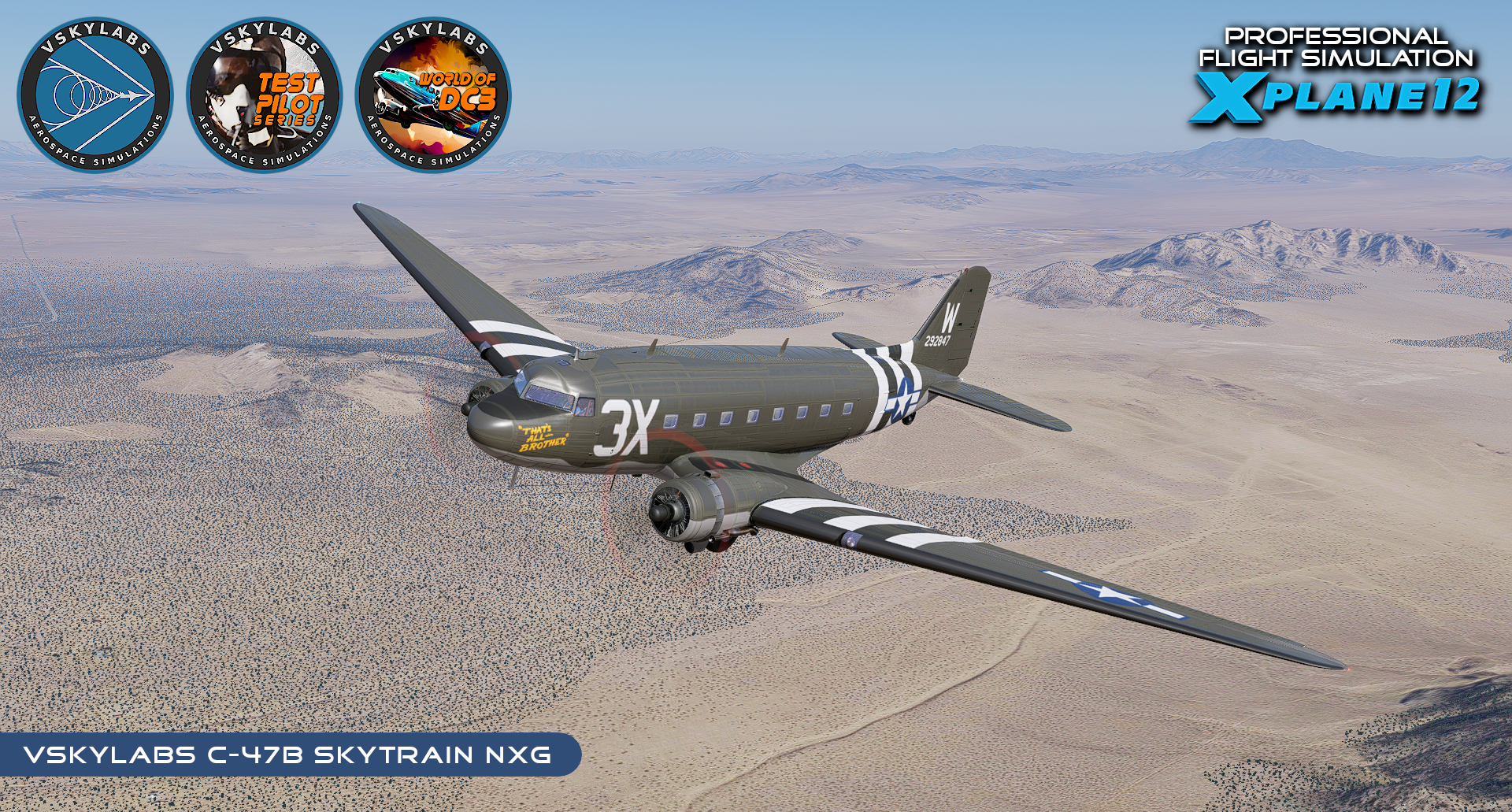 VSKYLABS C-47B Skytrain. Highly-Engineered C-47B simulation add-on