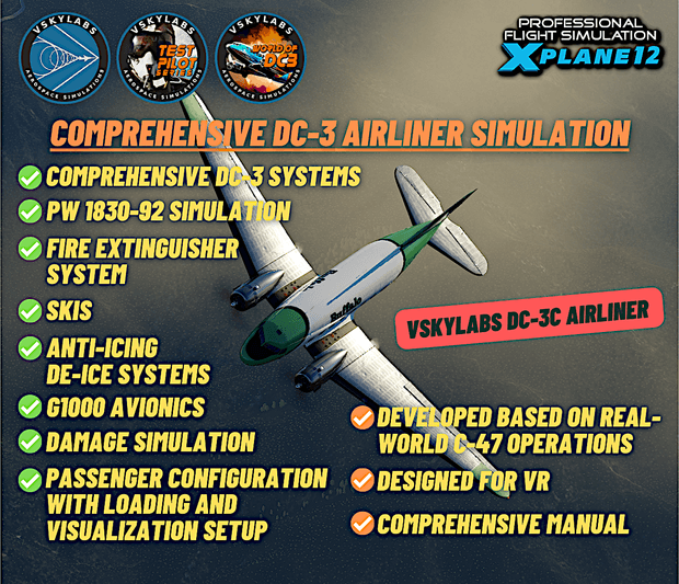VSKYLABS Test-Pilot: DC-3 Airliner