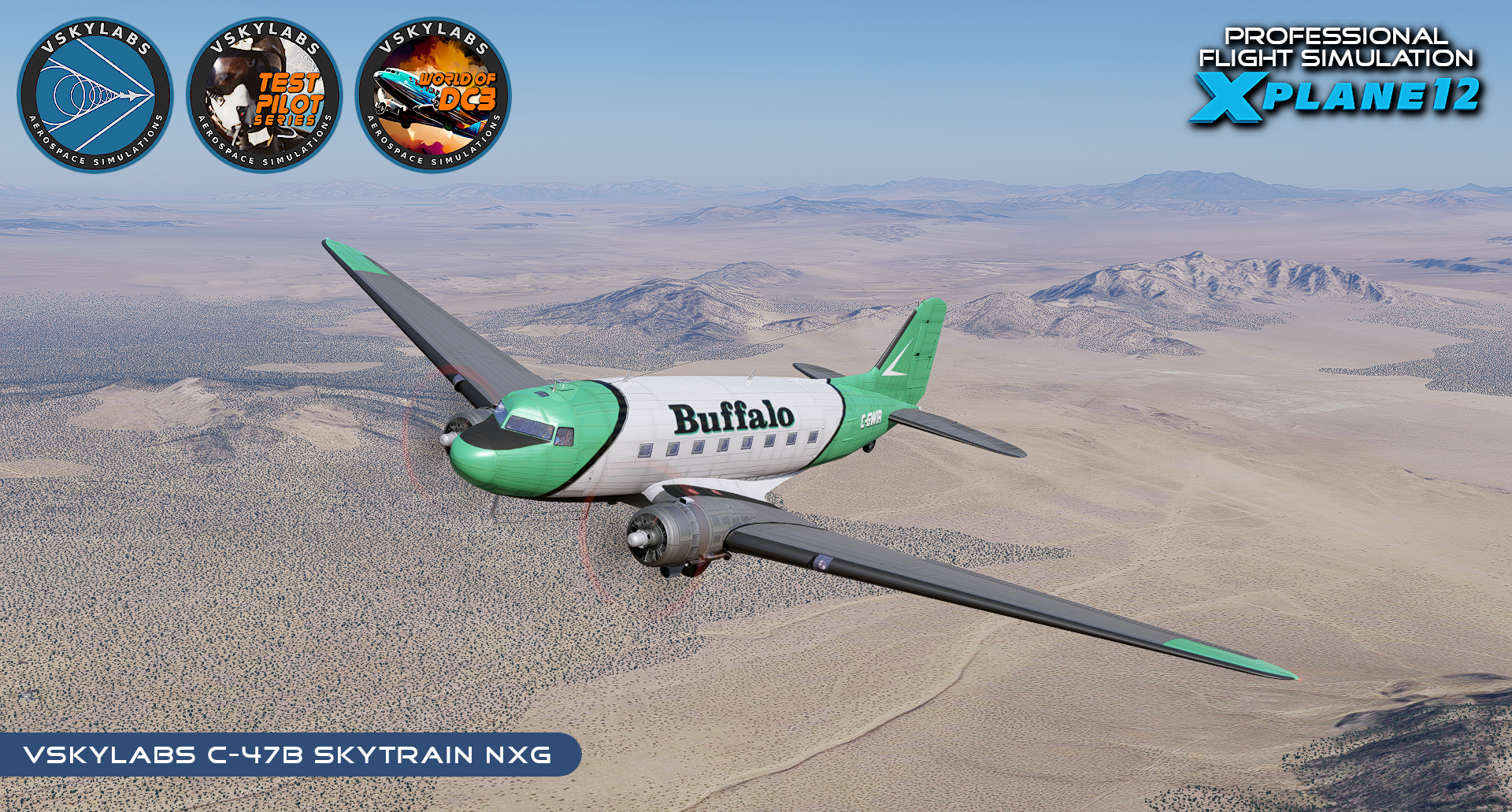 VSKYLABS C-47B Skytrain. Highly-Engineered C-47B simulation add-on