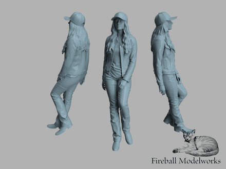 Leaning Country Girl 1/25 Scale STL File