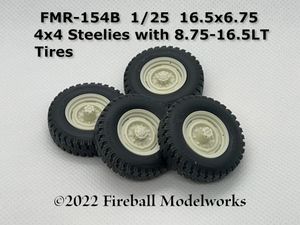 3/4 and 1-Ton Steel 8-Lug 16.5-inch 4X4 Wheels 1/25 Scale