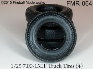 Bias Ply 7.00-15LT Truck Tires 1/25 Scale