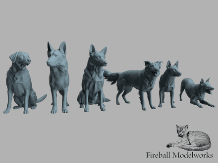 Dog Assortment 1/25 Scale STL Files