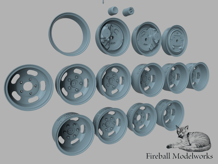 15-inch Five Slot Mags Truck Wheels Assortment 1/25 Scale STL Files