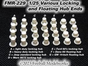 Various Truck Locking &amp; Floating Hubs 1/25 Scale