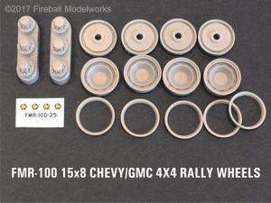 FMR-100-101  Chevy/GMC 15x8 Truck Rally Wheels, 1/25 Scale 