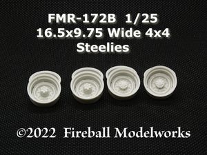 Steel 8-Lug 16.5" Wheels for 4X4 or 2WD 1/25 Scale 