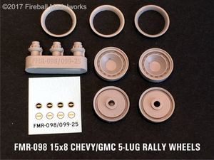 Pair of Chevy/GMC 5-Lug Rally Wheels 1/25 Scale  