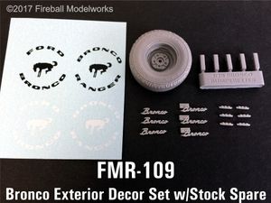 Early Bronco Exterior Decor Set with Covered Spare Tire 1/25 Scale