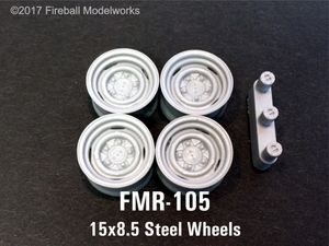 Early Bronco Steel 4X4 Wheels 15x8.5 or 15x10 1/25 Scale