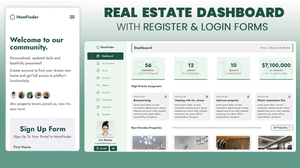 Real Estate Dashboard with Register &amp; Login Forms | HTML CSS &amp; JS