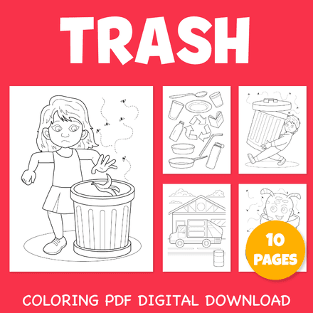 Waste recycling, Trash &amp; Garbage Truck Coloring Pages for Kids Pack 3