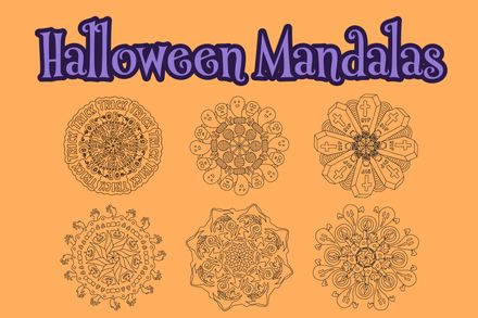 Halloween mandala outline patterns