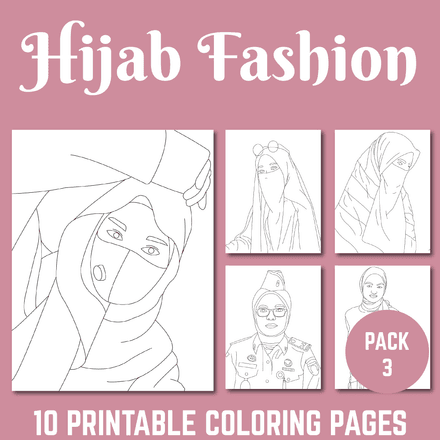 Hijab Fashion International Women&#x27;s Day Coloring Pages Pack 3