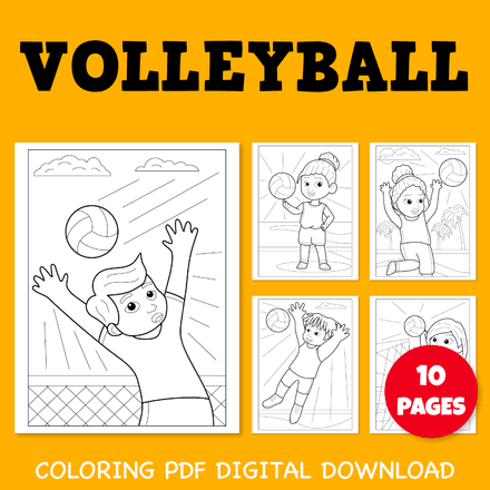 Printable Volleyball Coloring Pages for Kids pdf Pack 1