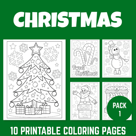 Christmas Coloring Pages Holiday Celebration Pack 1