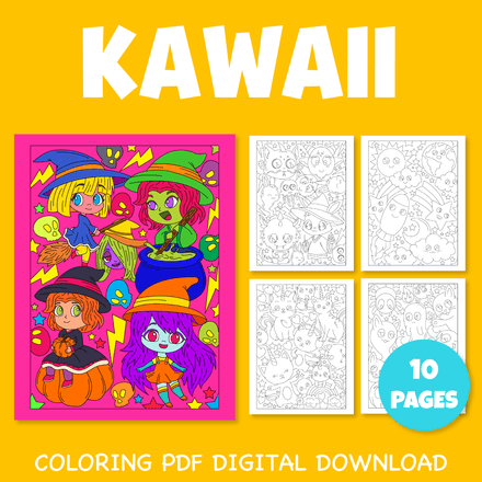 Kawaii doodle cartoon characters coloring 3 | pdf Printable US Letter Size