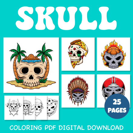 Skull Spooky Vibes Halloween Coloring Pages Fun Summer Activities Sheets Pack 2