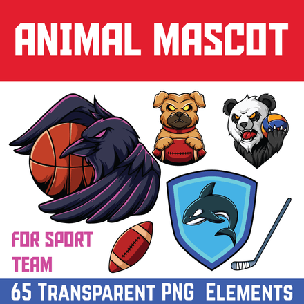 Animal Mascot Sport Team Badge Illustration PNG Clip Art Transparent Background