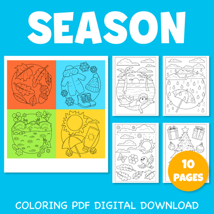 Weather and seasons coloring pages for kids pack 2