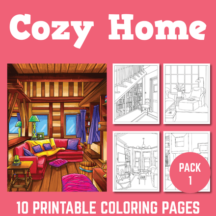 Cozy Home Interior Coloring Pages Pack 1