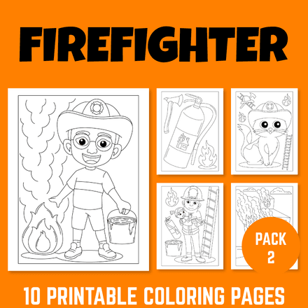 Firefighter rescue coloring pack2 for career exploration back to school activity