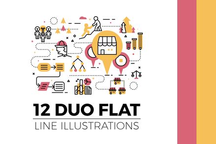 12 Flat Line Web Banner Illustration