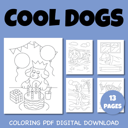 Cool Dogs Coloring Pages Pack 2