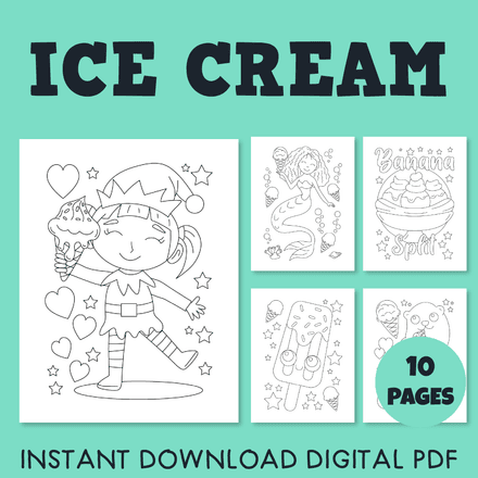 Ice Cream Frozen Dessert Coloring Pages Pack 2