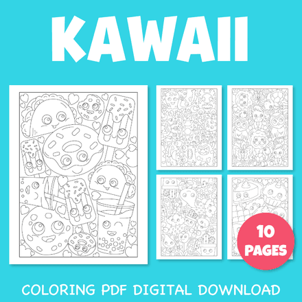 Kawaii doodle cartoon characters coloring 1 | pdf Printable US Letter Size