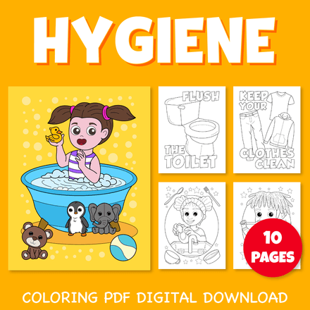 Hygiene coloring pages for kids pack 1