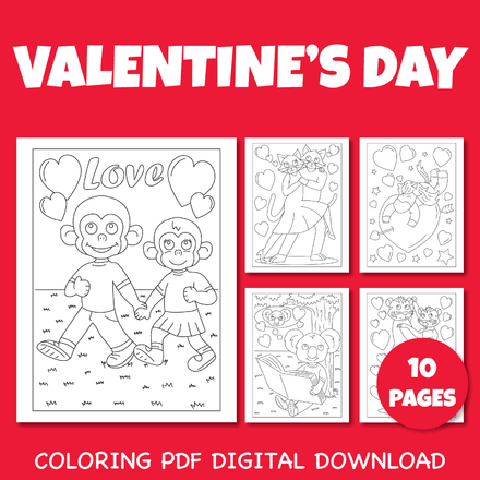 Valentine&#x27;s Day Coloring Pages for Kids Pack 1