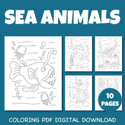 Sea Animal Coloring Pages Pack 3