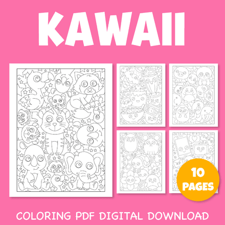 Kawaii doodle cartoon characters coloring 2 | pdf Printable US Letter Size