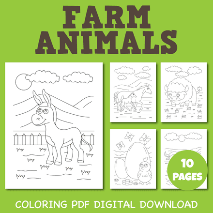 Farm Animals Coloring Pages Pack 2