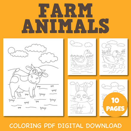 Farm Animals Coloring Pages Pack 1