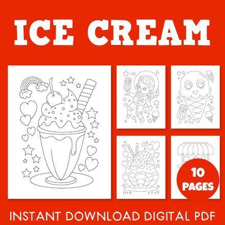 Ice Cream Sweet Summer Dessert Coloring Pages Pack 3