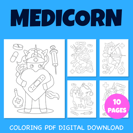 Medicorn :Medical Unicorn Theme(Doctor, Nurse, Radiologist etc) Coloring Pages 3