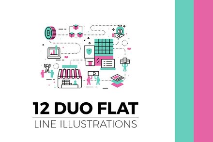 Flat Line Web Banner Illustration V3