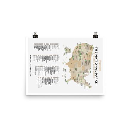 Checklist Map of US National Parks by More Than Just Parks (12x16)